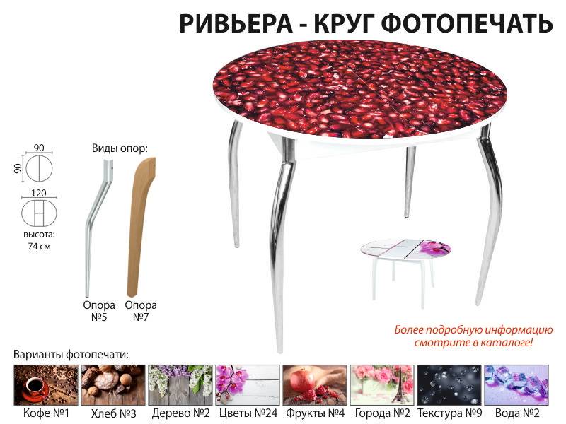 стол обеденный ривьера круг фотопечать в Самаре