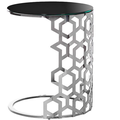 стол приставной silver circle 50x50х60 черный, серебро в Самаре