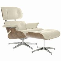 кресло eames style lounge chair & ottoman кремовое в Самаре