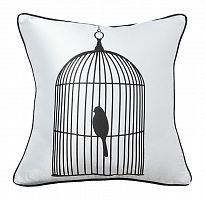 подушка с птичкой в клетке birdie in a cage white в Самаре