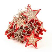 набор елочных украшений звезда деревянная с красным ободком christmas stars, 30 штук в Самаре