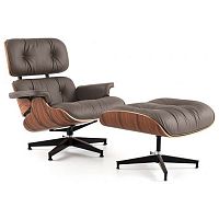 кресло eames style lounge chair кожа коричневое в Самаре