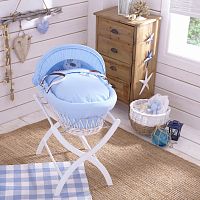 колыбель-переноска gift wicker moses basket белая, голубое белье в Самаре