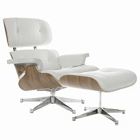 кресло eames style lounge chair & ottoman белое в Самаре