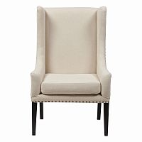 кресло мягкое с ушами белое nailhead fabric armchair в Самаре