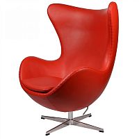 кресло arne jacobsen style egg chair кожа красное в Самаре