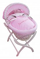 колыбель-переноска gift wicker moses basket белая, розовое белье в Самаре