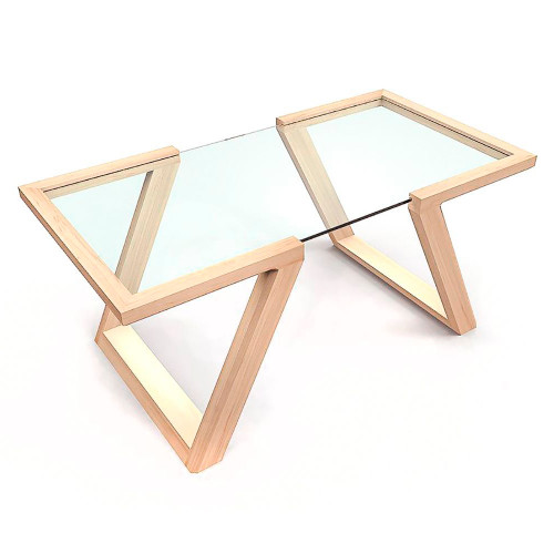 стол журнальный фит бежевый с прозрачной столешницей в Самаре