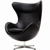 кресло с подлокотниками arne jacobsen style egg chair черное в Самаре