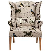 кресло мягкое с ушами quinn tufted armchair бежевое с рисунком в Самаре